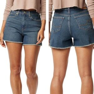 Levis Signature Heritage High Rise Raw Edge Hem Stretch Denim Shorts Size 10